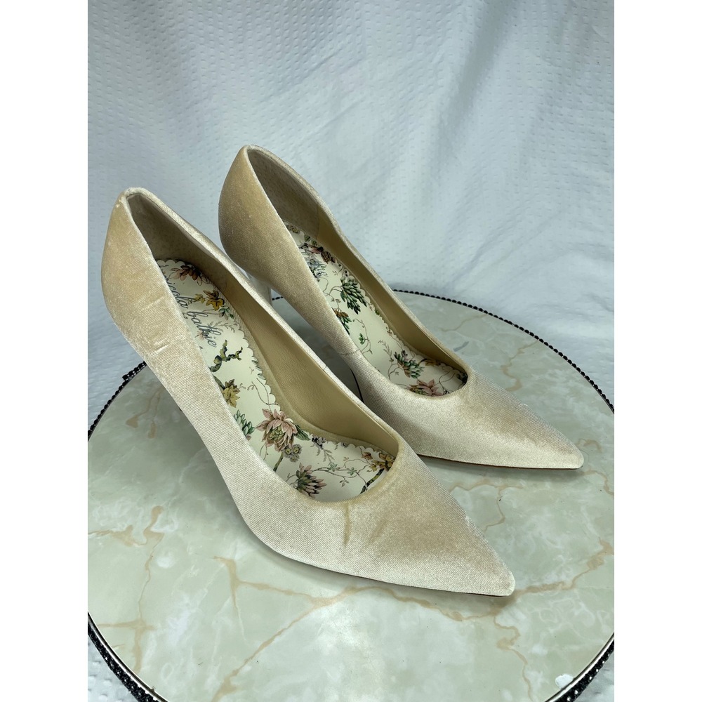 Nicola Bathie x Antonio Melani Velvet Pumps Womens 11M Cream Floral Stiletto
